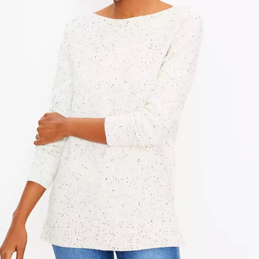 NWT Loft Flecked Boat Neck Tunic Sweater